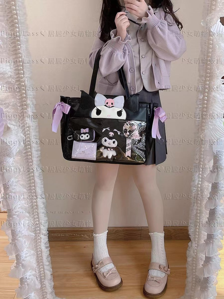 Kawaii Kuromi My Melody Inspired Lace Edge Icon Messenger Bag and Book –  PeachyBaby