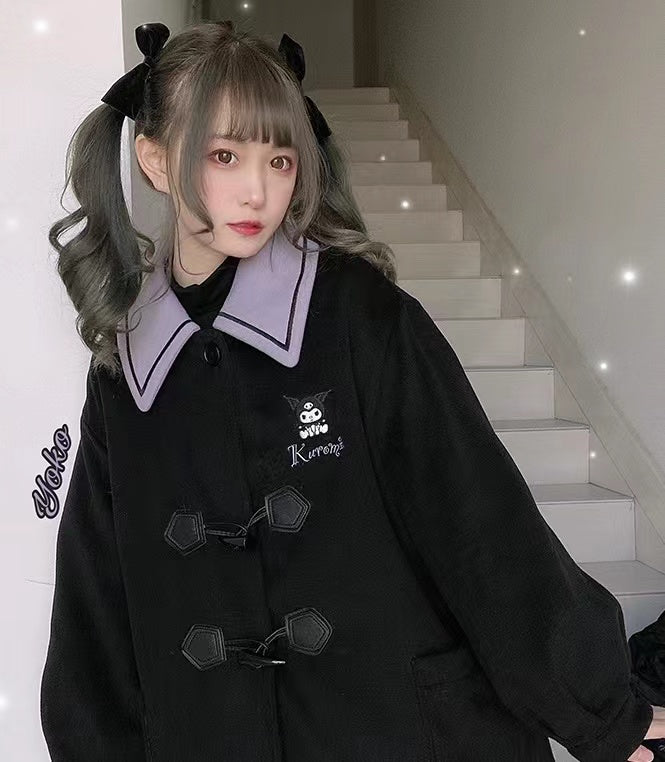Kuromi Sailor Collar Wool Coat – PeachyBaby