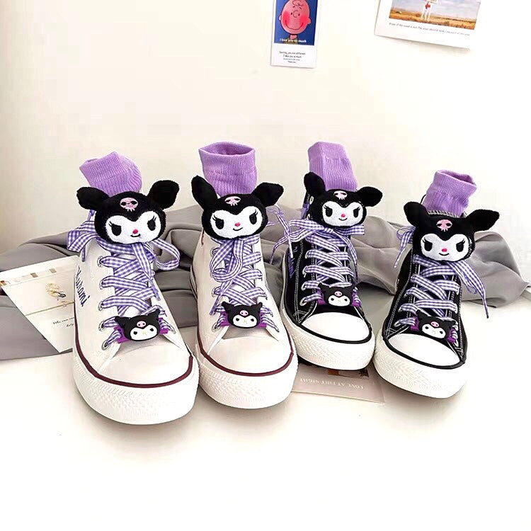 omhyggelig Recept teori Kuromi Inspired Black and White Canvas High-Top Sneakers Shoes – PeachyBaby
