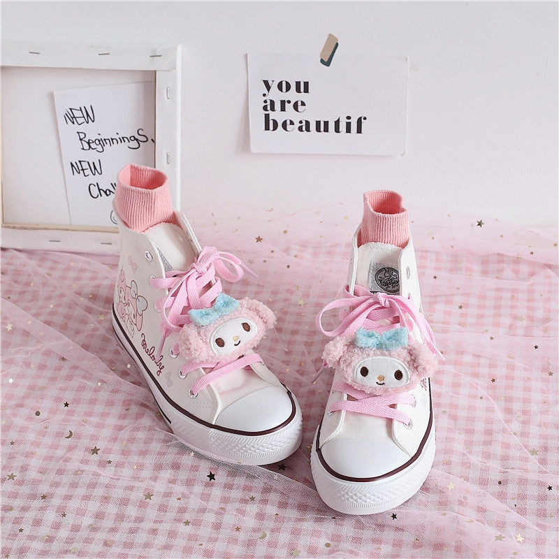 New Hello Kitty Shoes Pink Women Sneakers Sanrio Trendy Girls White Cute  Kids