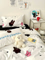 Kawaii Bunny Black and White Bedding Duvet Cover Set