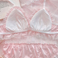 Strawberry Pink and White Ruffle Edge Kawaii Bra and Underwear Set