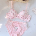 Hello Kitty Inspired Pink Lace Edge Bra and Underwear Set
