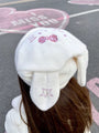 Hello Kitty Inspired Rhinestone Embellished White Knit Hat