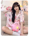 Kirby Inspired Pink Satin Short Sleeve 2 pcs Pajama Set