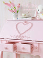 Soft Aesthetic Dollcore Pink and White Flip Top Wooden Vanity Dressing Table with Mirror