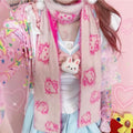 Hello Kitty Inspired Plush Scarf in Black and White Red Blue Pink