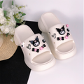 Kuromi Inspired PU Leather Platform Outdoor Slippers in Black Pink and White