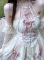 Peachy Pink and Cream White Cross Lolita Dress