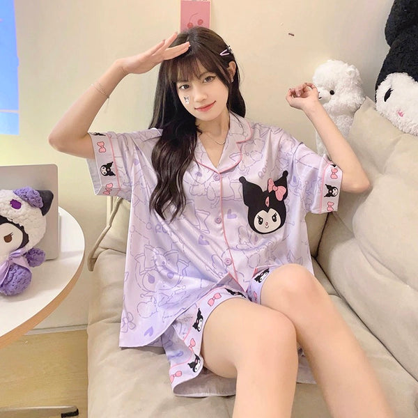 Women Fluffy Pajamas Set Kawaii Leisure Loose Two-Piece Sleepwear