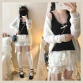 Kawaii Doll Lolita Ruffled Bloomers with Ribbons in Black White Blue Ivory