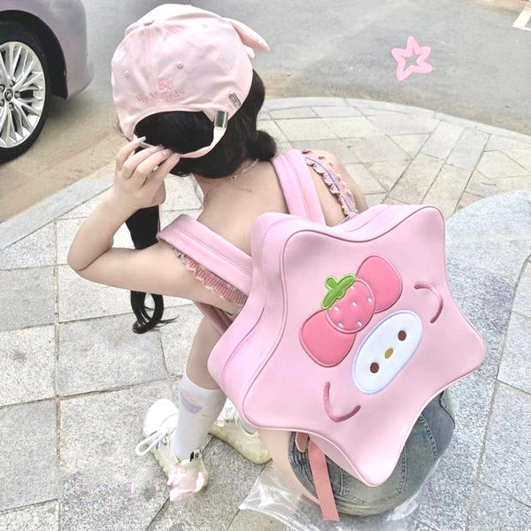 My Melody Inspired Pink Star-Shaped Backpack Book Bag