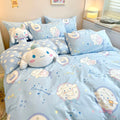 Cinnamoroll Inspired Kawaii Blue Cotton Bedding Linens Duvet Cover Set Single Twin Queen Size