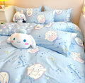 Cinnamoroll Inspired Kawaii Blue Cotton Bedding Linens Duvet Cover Set Single Twin Queen Size