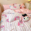 My Melody Inspired Kawaii Pink Cotton Bedding Linens Duvet Cover Set Single Twin Queen Size