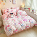 My Melody Inspired Kawaii Pink Cotton Bedding Linens Duvet Cover Set Single Twin Queen Size
