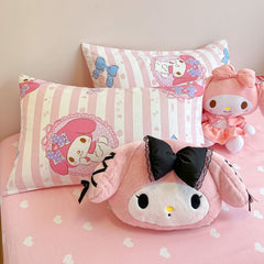 My Melody Inspired Pink Cotton Duvet Sheet Bedding Set Queen Twin King –  PeachyBaby