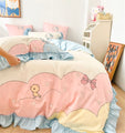 Hello Kitty Egyptian Cotton Blue and Pink BeddingLinens Duvet Sheet Set Queen Single Twin King Size
