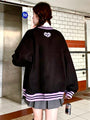 Kuromi Inspired Purple and Black Baseball Jacket