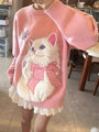 Kawaii Aesthetic Kitty Cat Oversized Pink Sweater