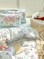 Hello Kitty Inspired Cute Kawaii Cartoon Pastel Blue Bedding Duvet Cover Set