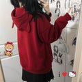 Hello Kitty Inspired Red Zipper Closure Long Sleeve Sweatshirt Jacket