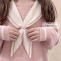 Pink and Blue Sailor Collar Bow Front Sweater Jumper