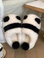 Plush Black and White Panda Slippers