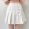 White Pleated Skirt with Lace Up Tie on One Side