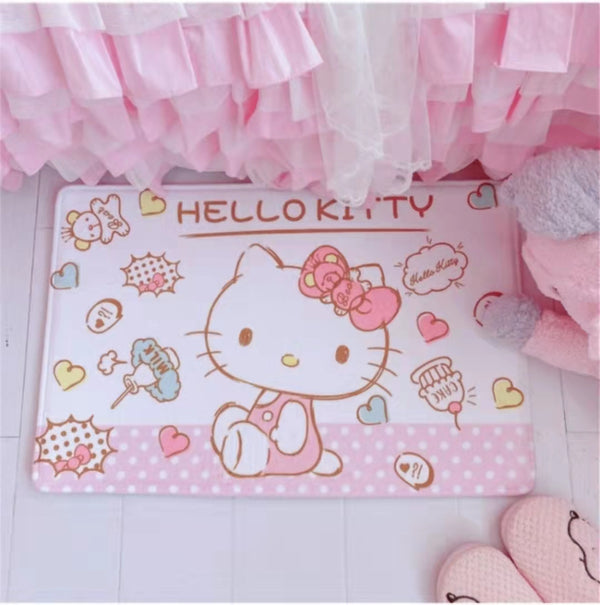 Hello Kitty Inspired Cream White Bedside Carpet Area Rug