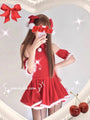 Christmas Girl Red Costume Dress with Plush Edge 3 PCs Set