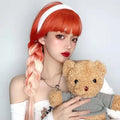 Long Straight Remy Hair Gradient Orange and Blonde Wig with Bangs