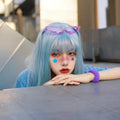 Long Straight Glacier Ice Blue Hair Wig with Bangs