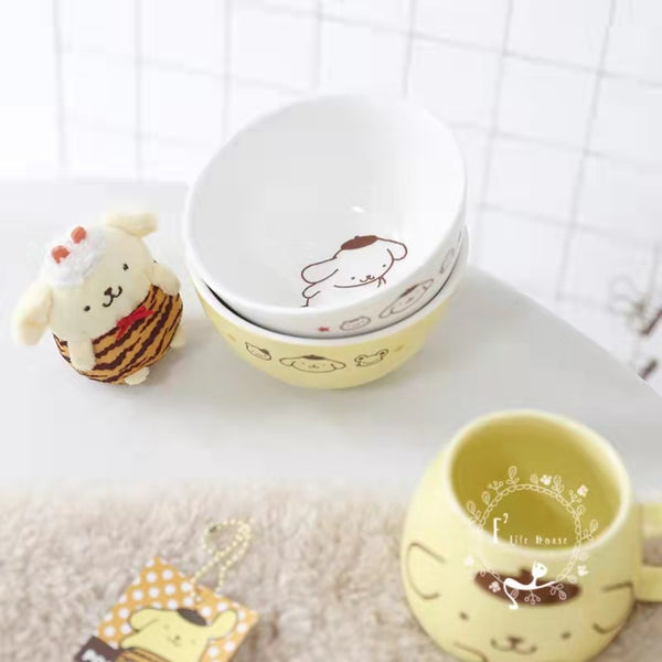 Pompompurin Inspired Yellow Ceramic Pottery Mug and Bowl