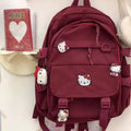 Hello Kitty Inspired Burgundy Backpack Bookbag School Bag