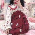 Hello Kitty Inspired Burgundy Backpack Bookbag School Bag