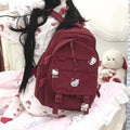 Hello Kitty Inspired Burgundy Backpack Bookbag School Bag