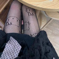 Hello Kitty Inspired Fishnet Pantyhose Stockings Black and White Tights Kawaii Cute