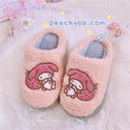 Kuromi My Melody Cinnamoroll Inspired Embroidery Plush Winter Closed Toe Slippers