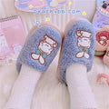 Kuromi My Melody Cinnamoroll Inspired Embroidery Plush Winter Closed Toe Slippers
