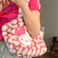 Hello Kitty Inspired Pink Plush Fluffy Tote Handbag Bag Purse
