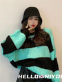 Pink Green White with Black Stripe Oversized Sweater Jumper