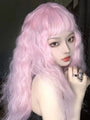 Anime Cosplay Sakura Pink Long Curly Hair Wig with Bangs