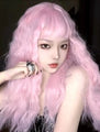 Anime Cosplay Sakura Pink Long Curly Hair Wig with Bangs