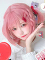Bubble Gum Pink Anime Cosplay Short Straight Hair Wig with Bangs