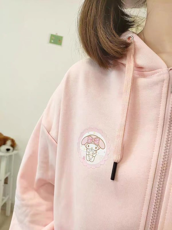 My Melody Inspired Hooded Sweatshirt with Zipper Closure