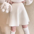 White Plush Soft Winter Fit & Flare Skirt