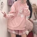 My Melody Inspired Pink and White Long Sleeve Hooded Sweatshirt Hoodie