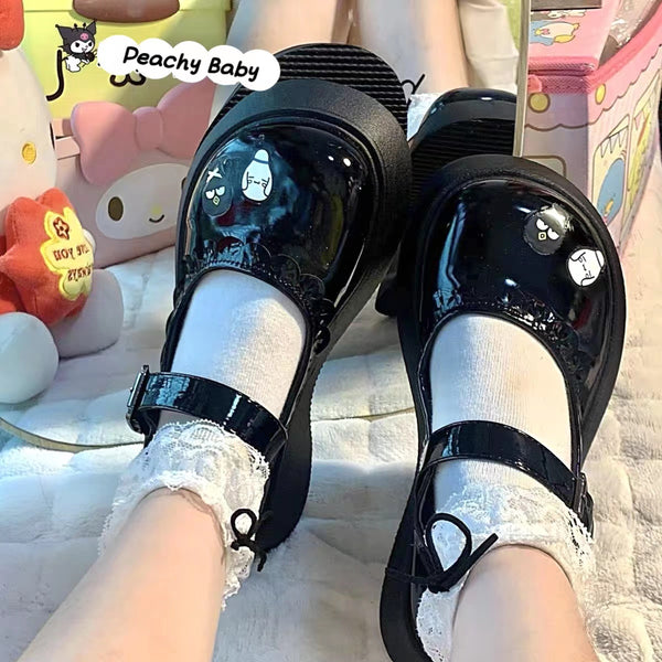 Sanrio Characters Inspired Mary Jane Black and White Patent Leather Shoes