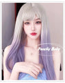 Gradient Grey and Purple Straight Long Hair Wig